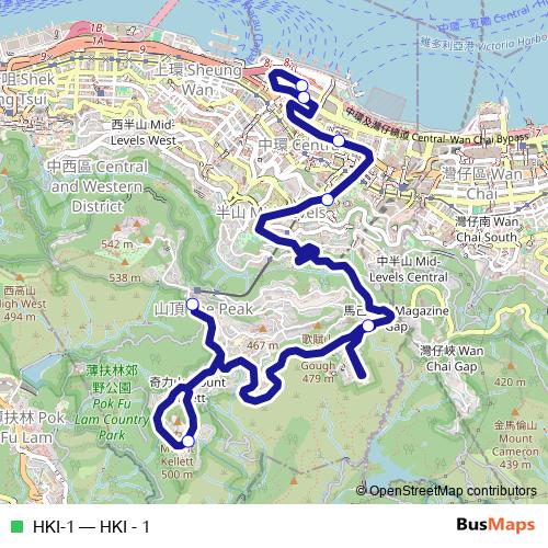 HKI-1 bus Line Map