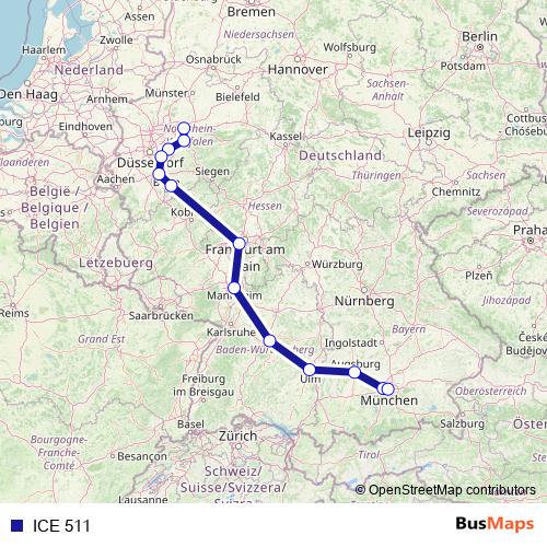 ICE 511 rail Line Map