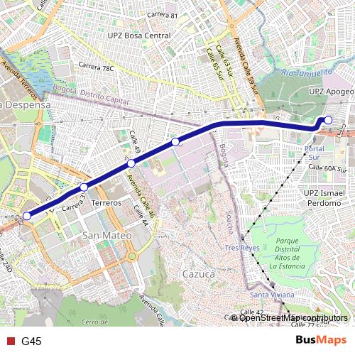 G45 bus Line Map