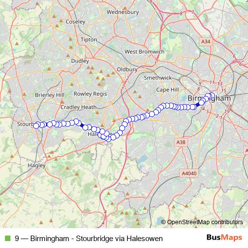 9 bus Line Map