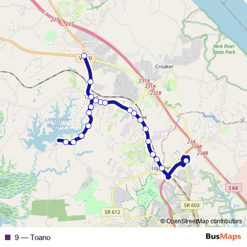 9 bus Line Map