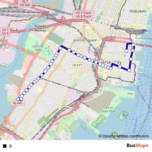 9 bus Line Map
