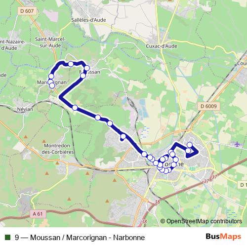 9 bus Line Map