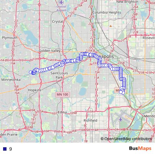 9 bus Line Map
