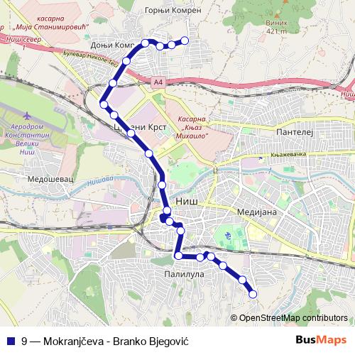 9 bus Line Map