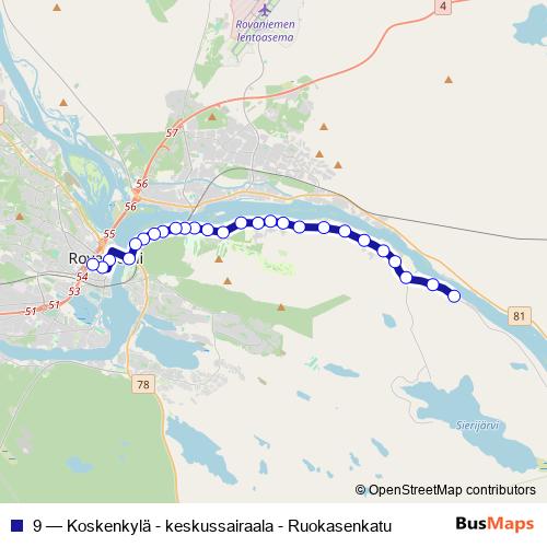 9 bus Line Map