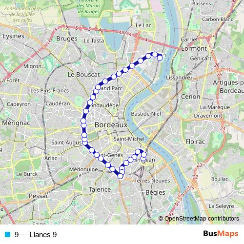 9 bus Line Map