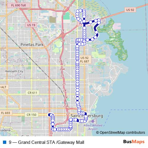 9 bus Line Map