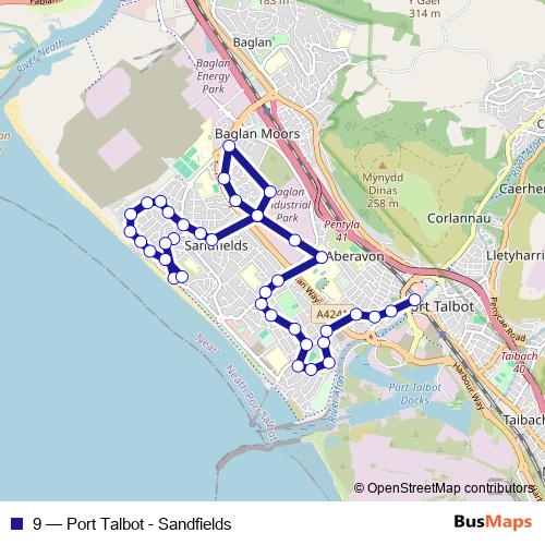 9 bus Line Map