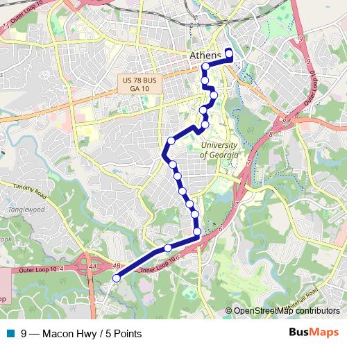 9 bus Line Map