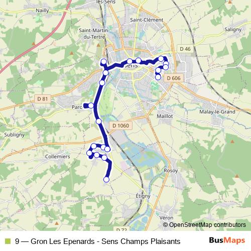 9 bus Line Map
