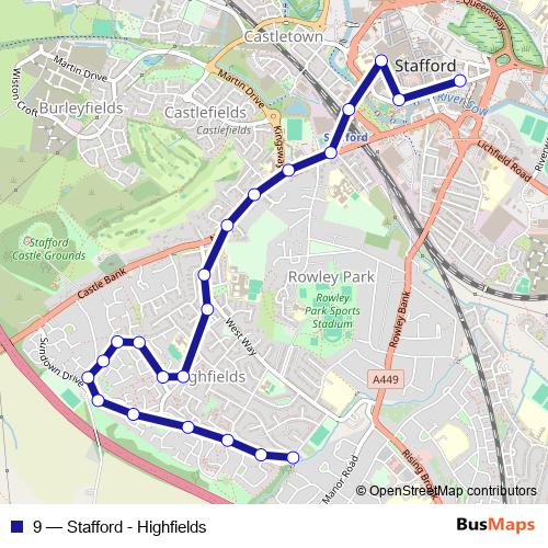 9 bus Line Map