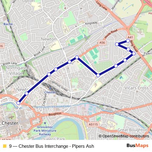 9 bus Line Map