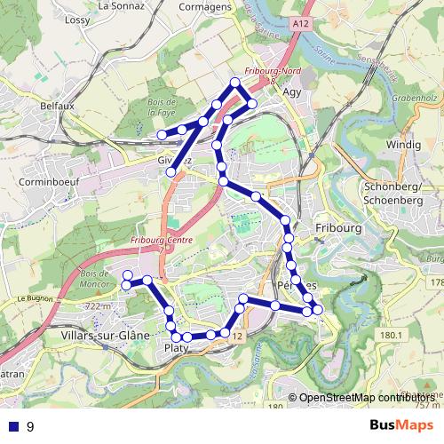 9 bus Line Map