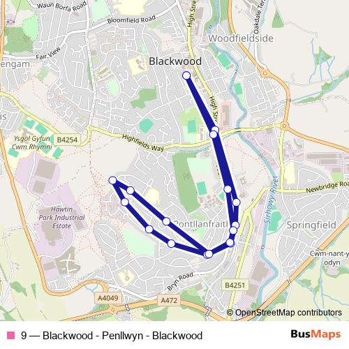 9 bus Line Map