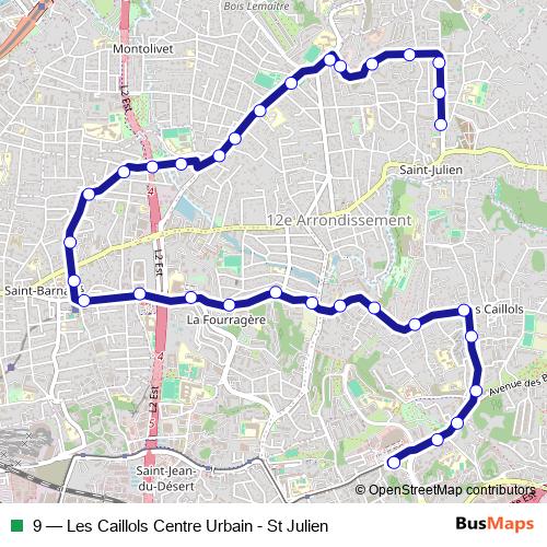 9 bus Line Map