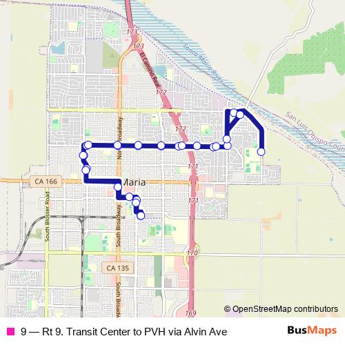 9 bus Line Map