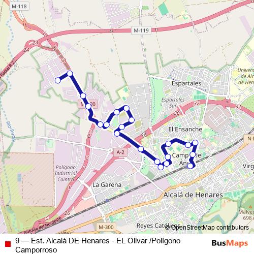 9 bus Line Map