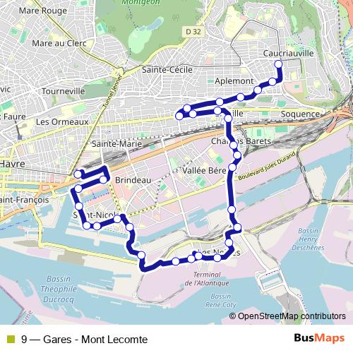 9 bus Line Map