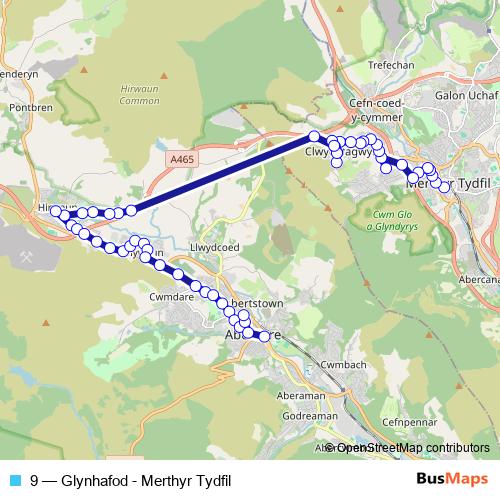 9 bus Line Map