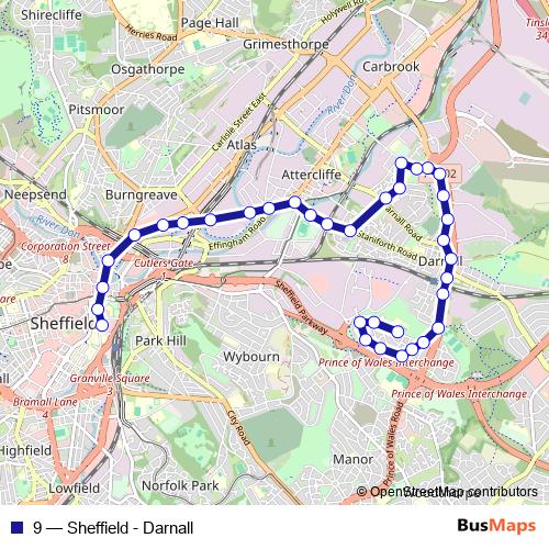 9 bus Line Map