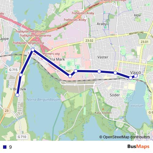 9 bus Line Map