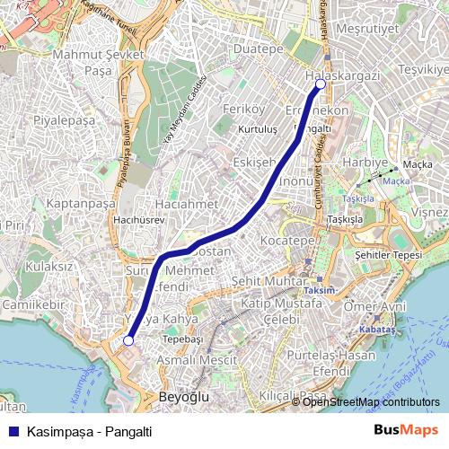 Kasimpaşa - Pangalti bus Line Map