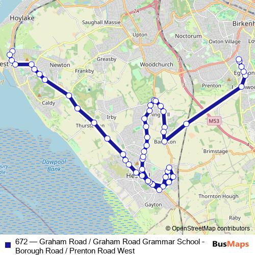 672 bus Line Map