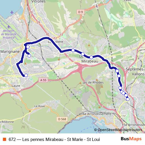 672 bus Line Map