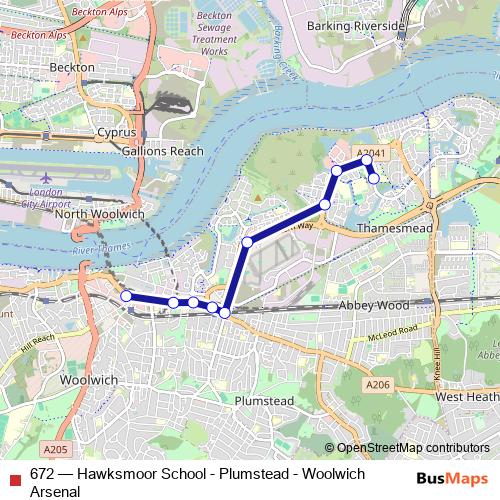 672 bus Line Map