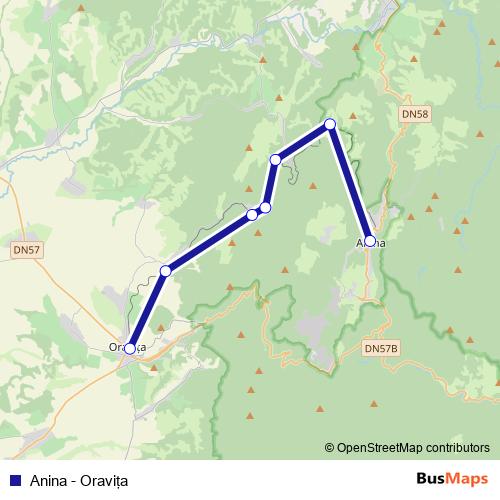 Anina - Oraviţa rail Line Map