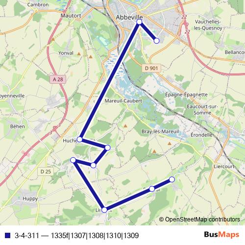 3-4-311 bus Line Map