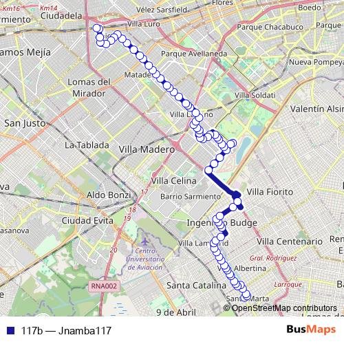 117b bus Line Map