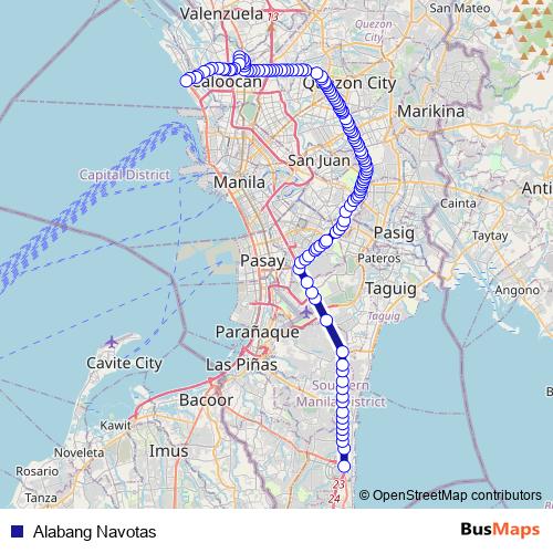 Alabang Navotas bus Line Map