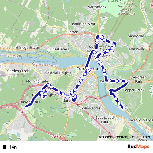 14n bus Line Map