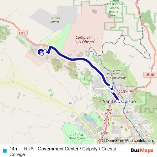 14n bus Line Map