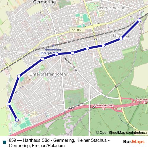 859 bus Line Map