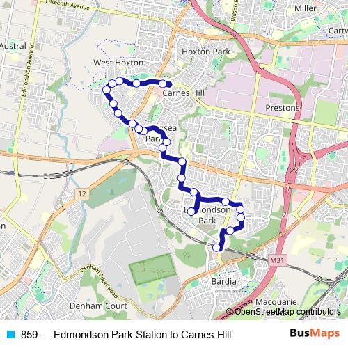 859 bus Line Map