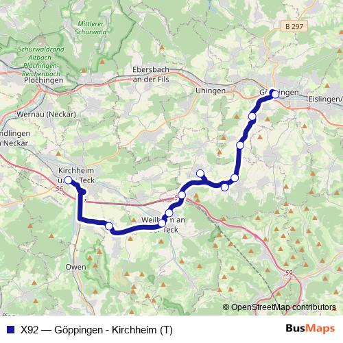 X92 bus Line Map