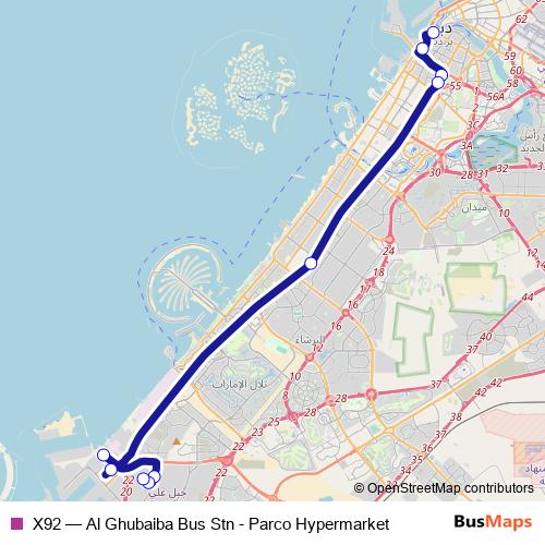 X92 bus Line Map