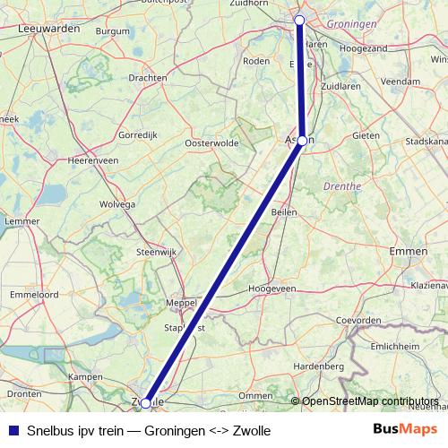 Snelbus ipv trein bus Line Map