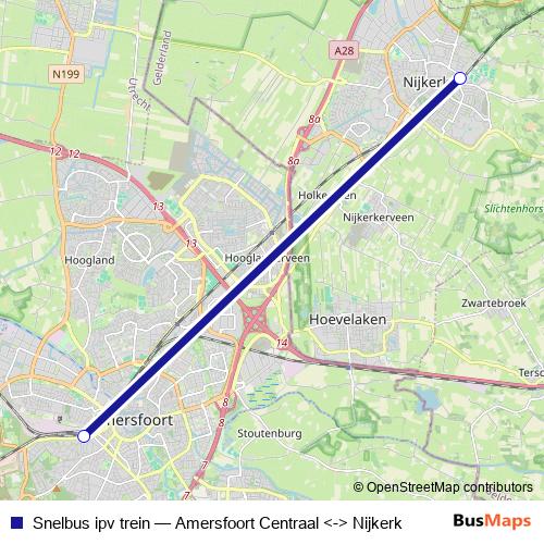 Snelbus ipv trein bus Line Map