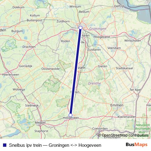 Snelbus ipv trein bus Line Map