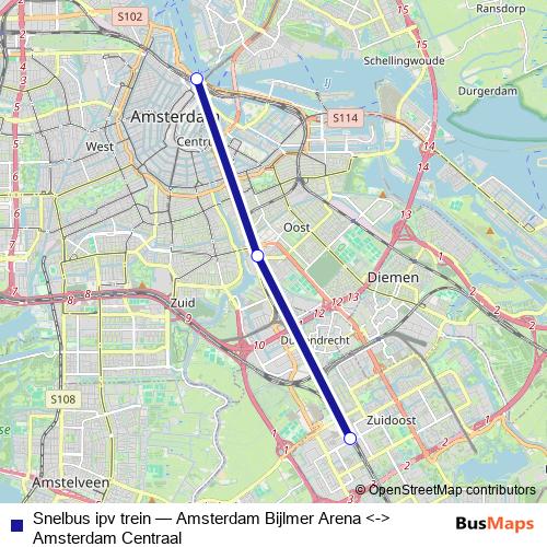 Snelbus ipv trein bus Line Map