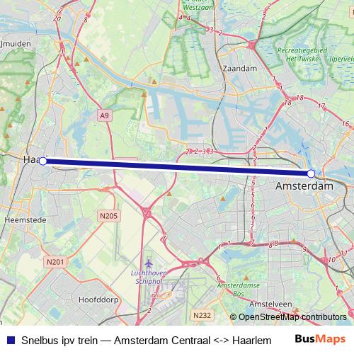 Snelbus ipv trein bus Line Map