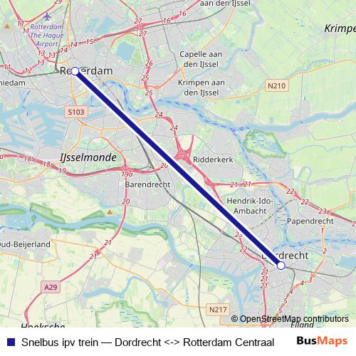 Snelbus ipv trein bus Line Map