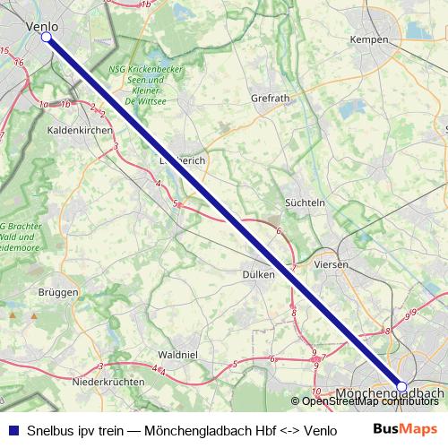Snelbus ipv trein bus Line Map