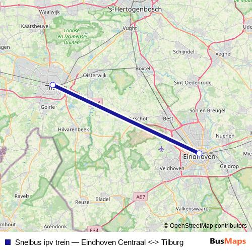 Snelbus ipv trein bus Line Map