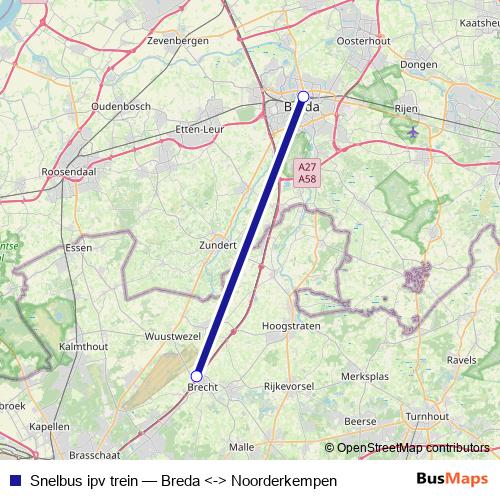 Snelbus ipv trein bus Line Map