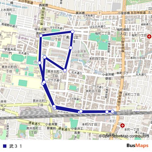 武３１ bus Line Map